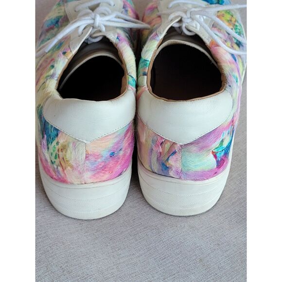 Linea Paolo Calf Hair / Leather Sneakers White / Tie Dye Multi Size 12 Women's - Picture 7 of 12